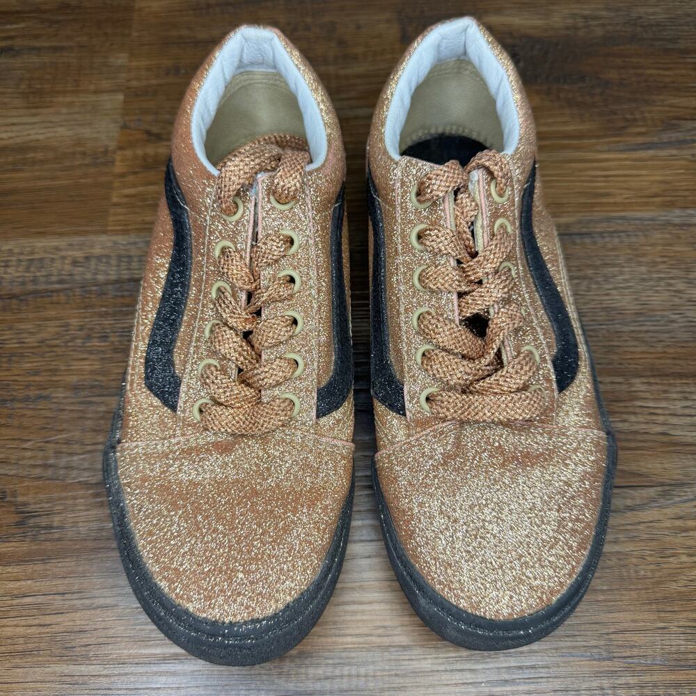 Vans Big Kids size 3 gold glitter Old Skool party lace up shoes